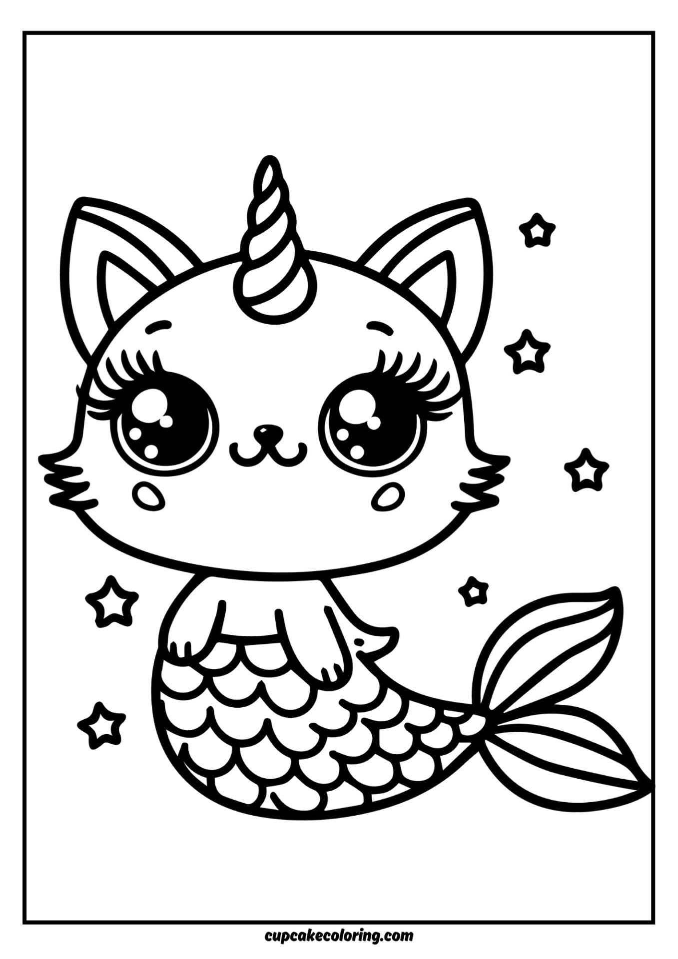 kitty unicorn mermaid coloring pages for todlers