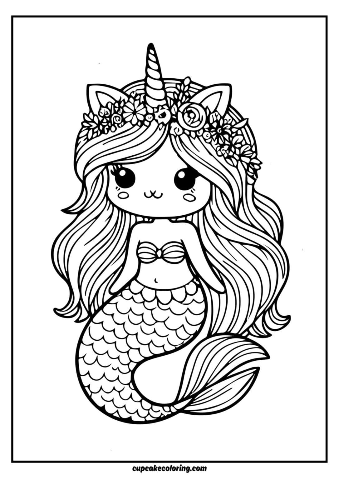 35 unicorn cat mermaid coloring pages - free printable images