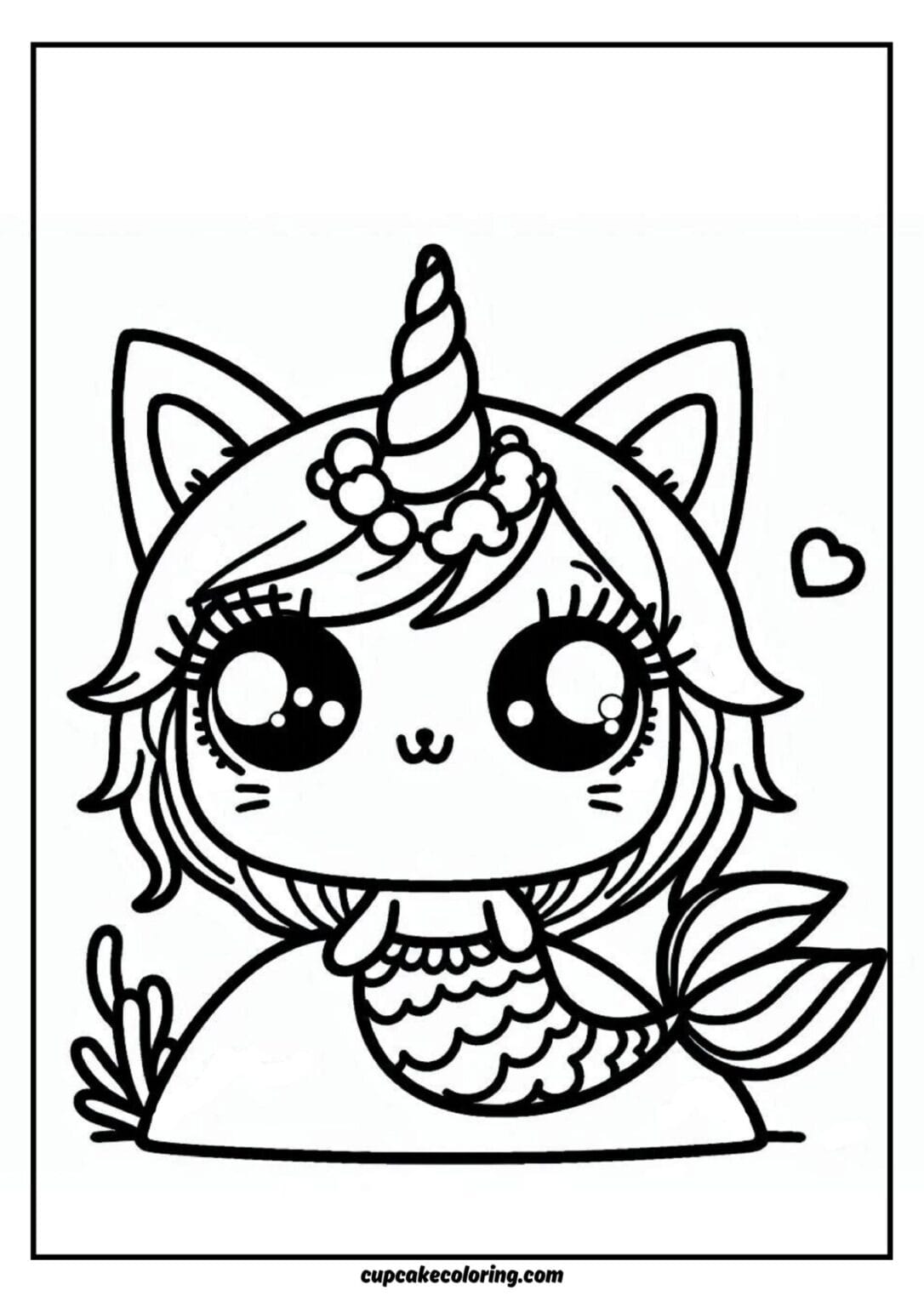35 unicorn cat mermaid coloring pages - free printable images