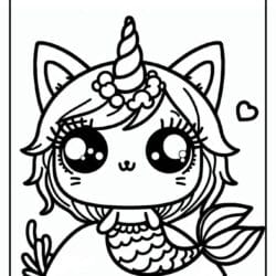 unicorn kitty mermaid coloring pages