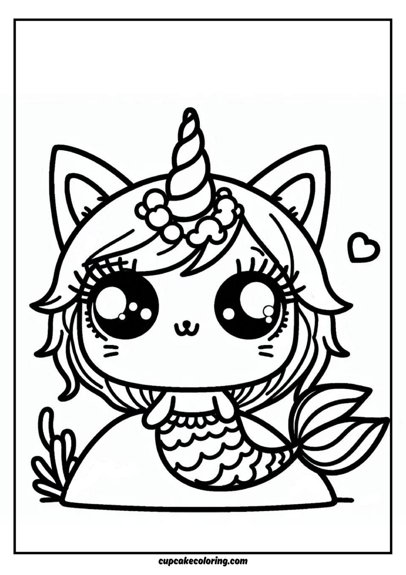 unicorn kitty mermaid coloring pages
