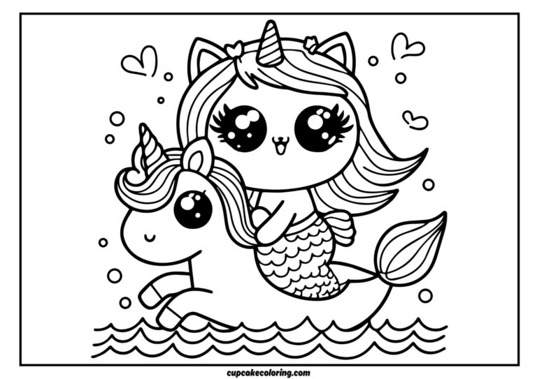 unicorn mermaid cat riding a unicor picture to color jpeg