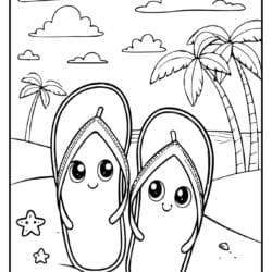 Cute coloring page flip flops