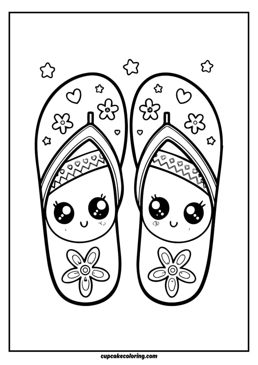 Easy coloring page flip flops