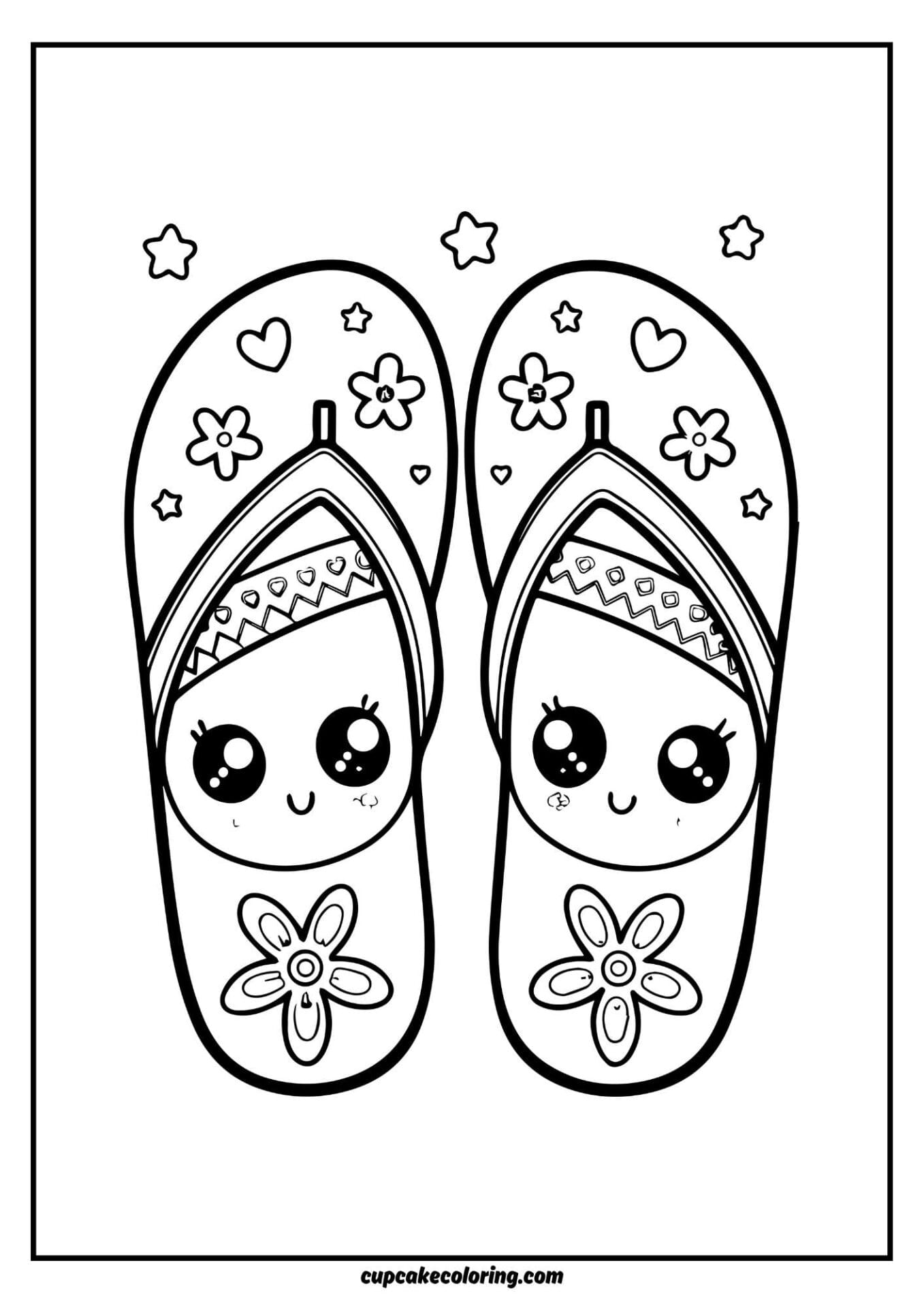 Easy coloring page flip flops