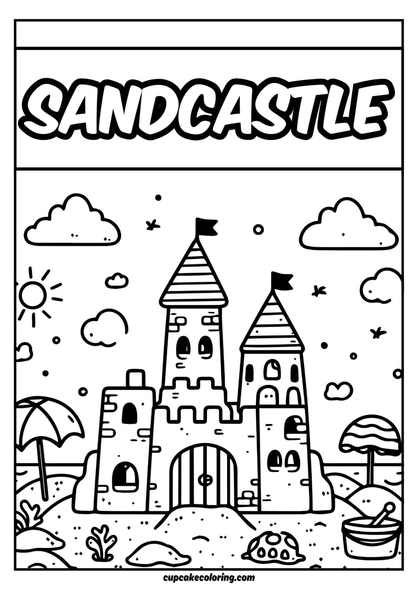 Sandcastle coloring page for boys