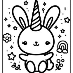 bunny unicorn coloring page for toddlers