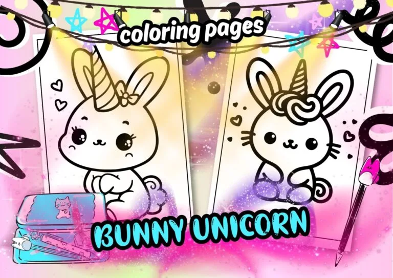 bunny unicorn coloring pic to print