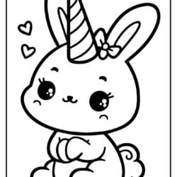 bunny unicorn girl coloring pic for girls