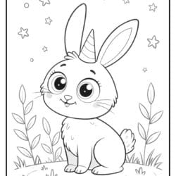 coloring page bunny unicorn