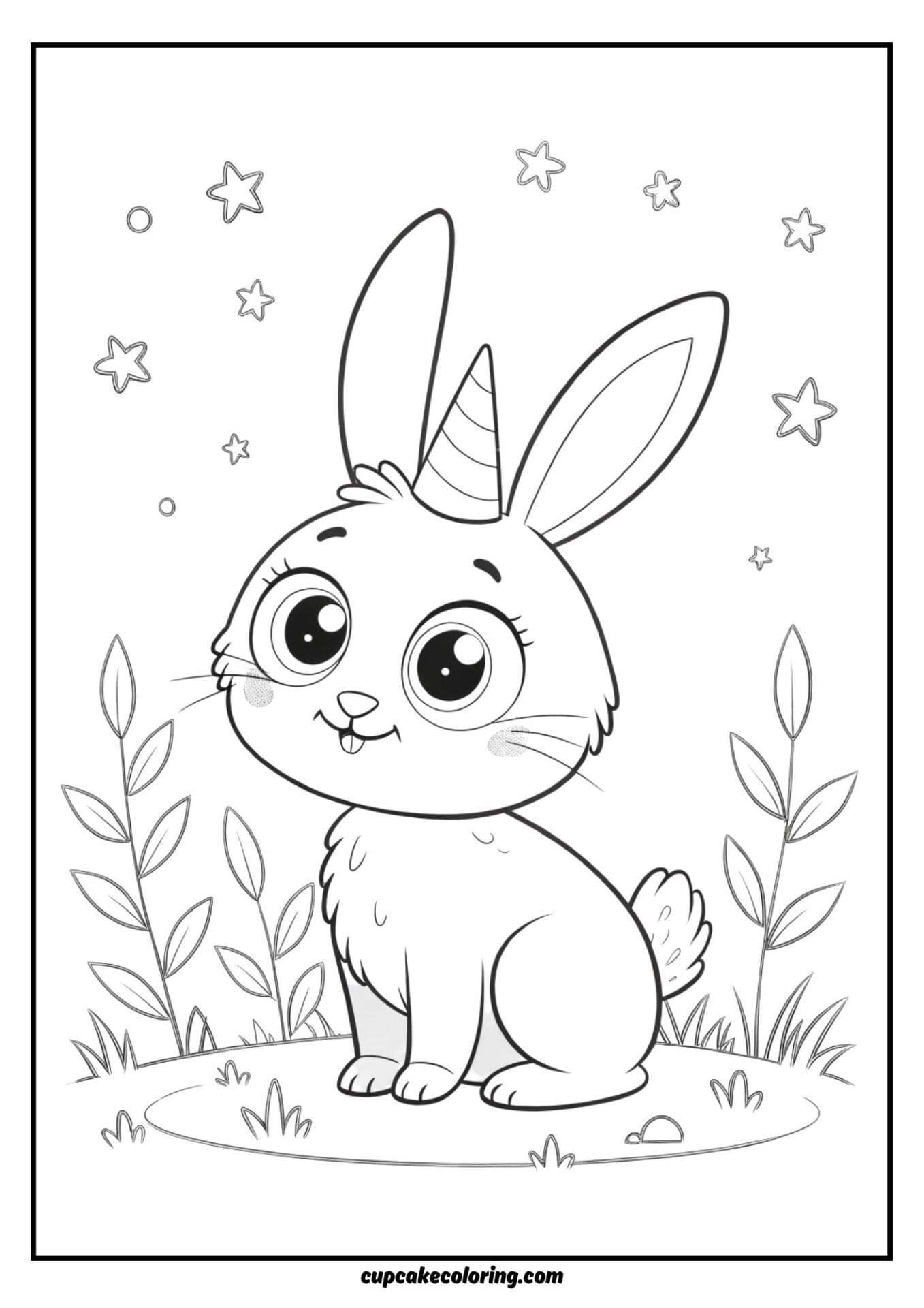 6 bunny unicorn coloring pages - CupcakeColoring