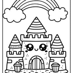 easy sandcastle coloring picture for girls