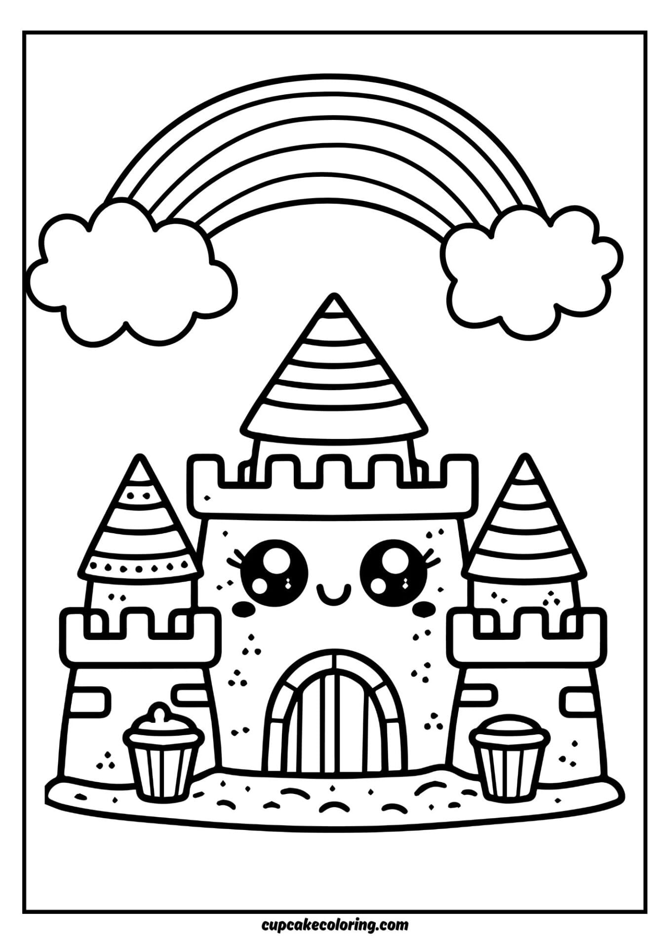 easy sandcastle coloring picture for girls