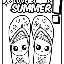 flip flops coloring page free printable – Love summer