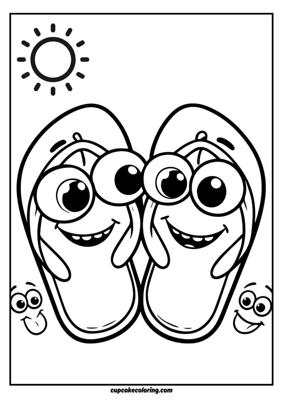 flip flops coloring picture for summer