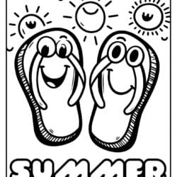 funny summer flip flops coloring page free print