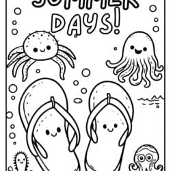 summer coloring page of flip flops