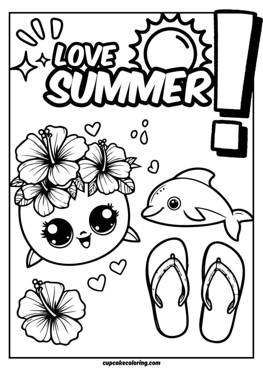summer coloring picture for girls
