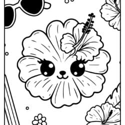 summer flowers coloring page for kids very cute