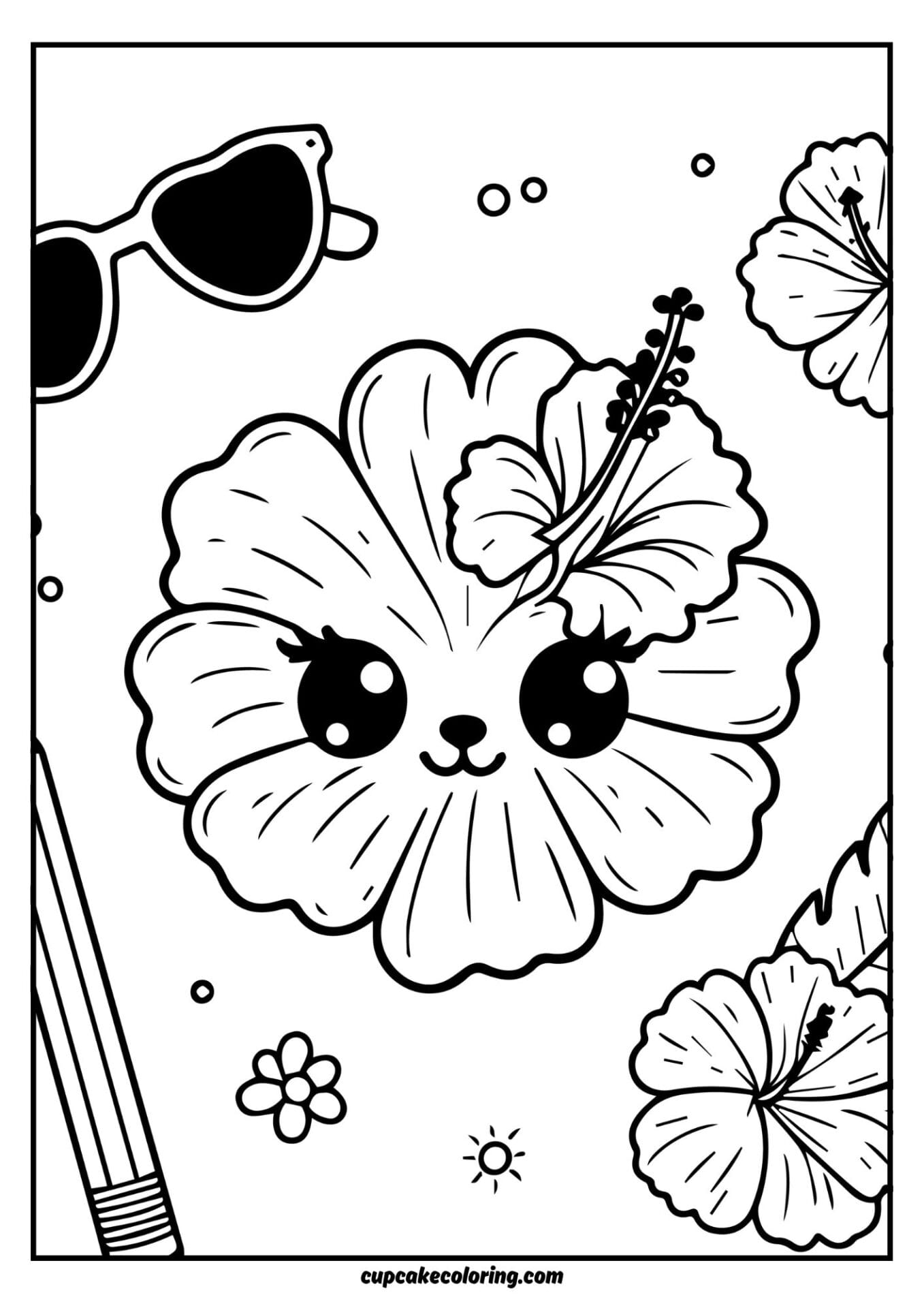 summer flowers coloring page for kids very cute