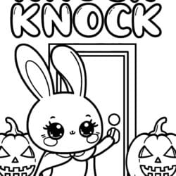 Bunny Knock Knock Door Coloring Page – Free Printable