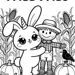 Bunny Unicorn Scarecrow Friend Coloring Page – Free Printable