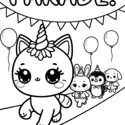 Caticorn Halloween Parade Coloring Page – Free Printable