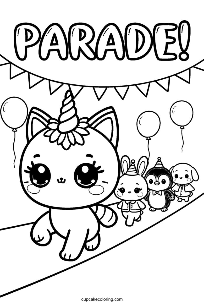 Caticorn Halloween Parade Coloring Page – Free Printable