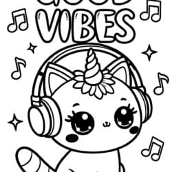 Caticorn Music Time Coloring Page – Free Printable