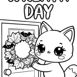 Fox Spooky Wreath Coloring Page – Free Printable