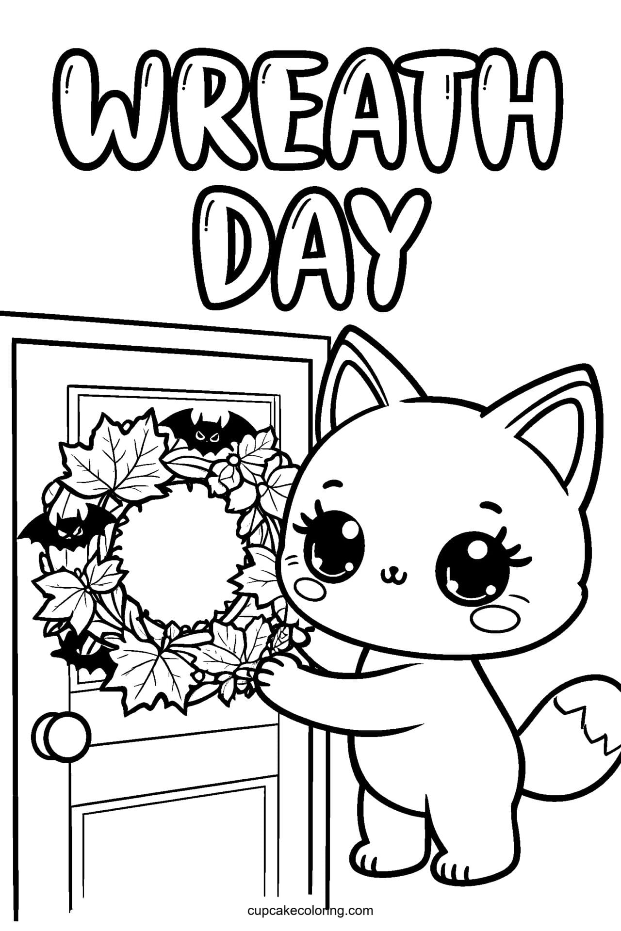 Fox Spooky Wreath Coloring Page – Free Printable