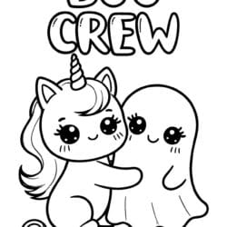 Halloween Unicorn Ghost Friend Coloring Page – Free Printable