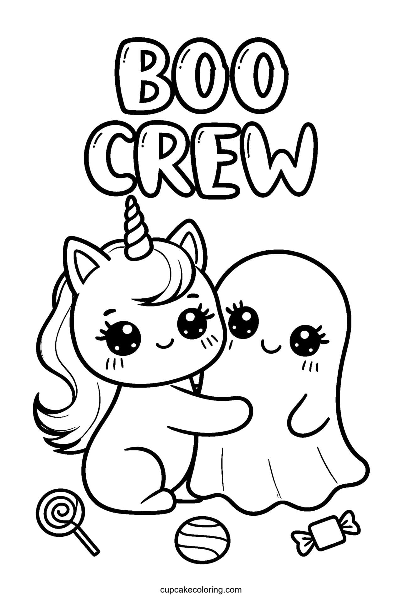 Halloween Unicorn Ghost Friend Coloring Page – Free Printable