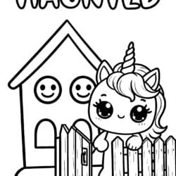 Halloween Unicorn Haunted House Coloring Page – Free Printable