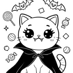 Kitten Friendly Vampire Coloring Page – Free Printable