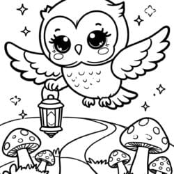 Owl Forest Lantern Walk Coloring Page – Free Printable