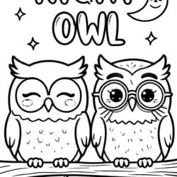 Owl Night Party Coloring Page – Free Printable