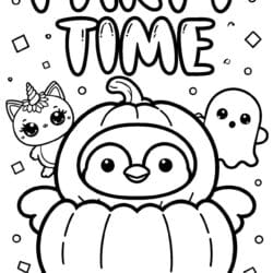 Penguin Costume Party Coloring Page – Free Printable