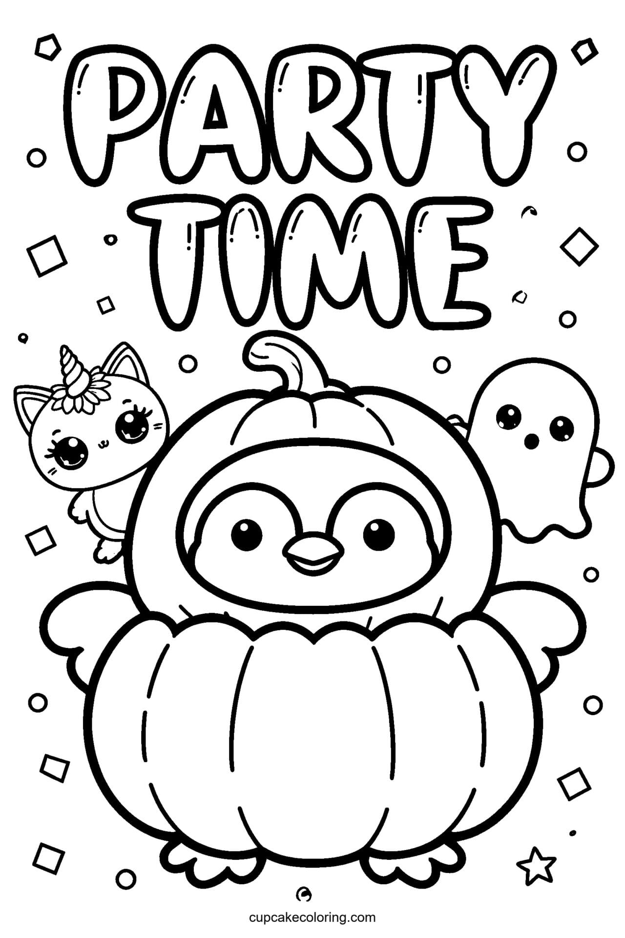 Penguin Costume Party Coloring Page – Free Printable