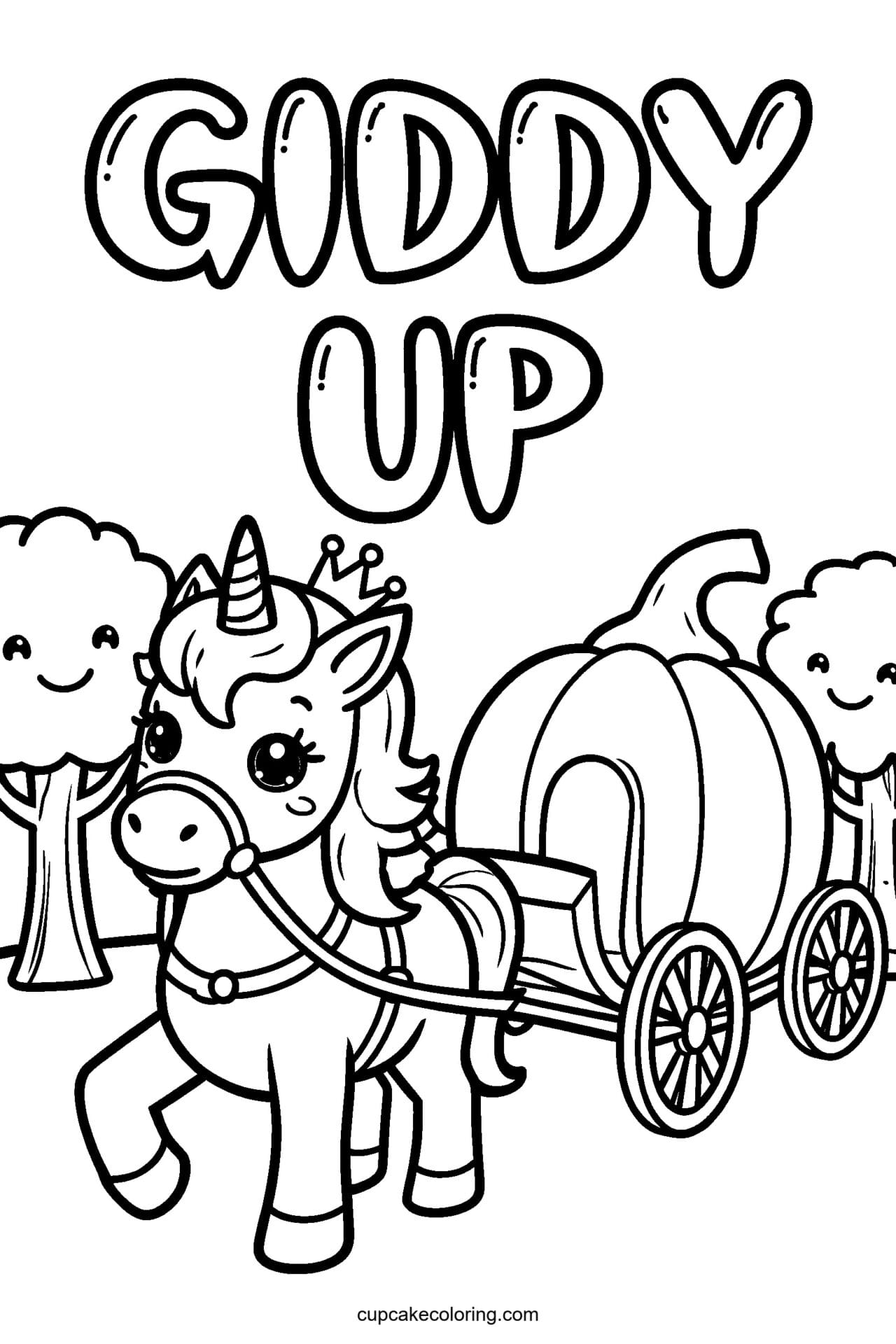 Princess Unicorn Carriage Coloring Page – Free Printable