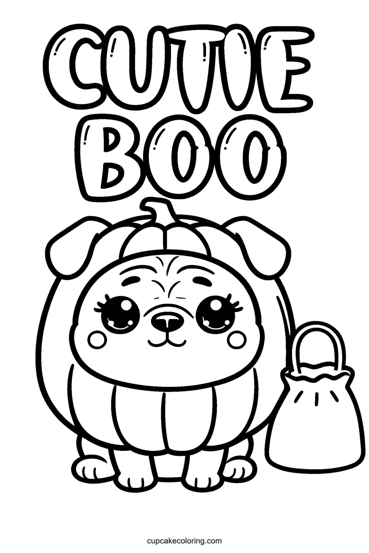 Pug Pumpkin Costume Coloring Page – Free Printable