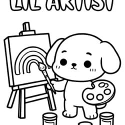 Puppy Little Artist Coloring Page – Free Printable