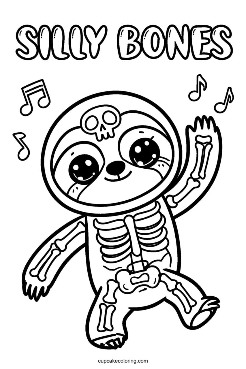 Sloth Silly Bones Coloring Page – Free Printable