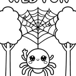 Smiling Spider Web Coloring Page – Free Printable