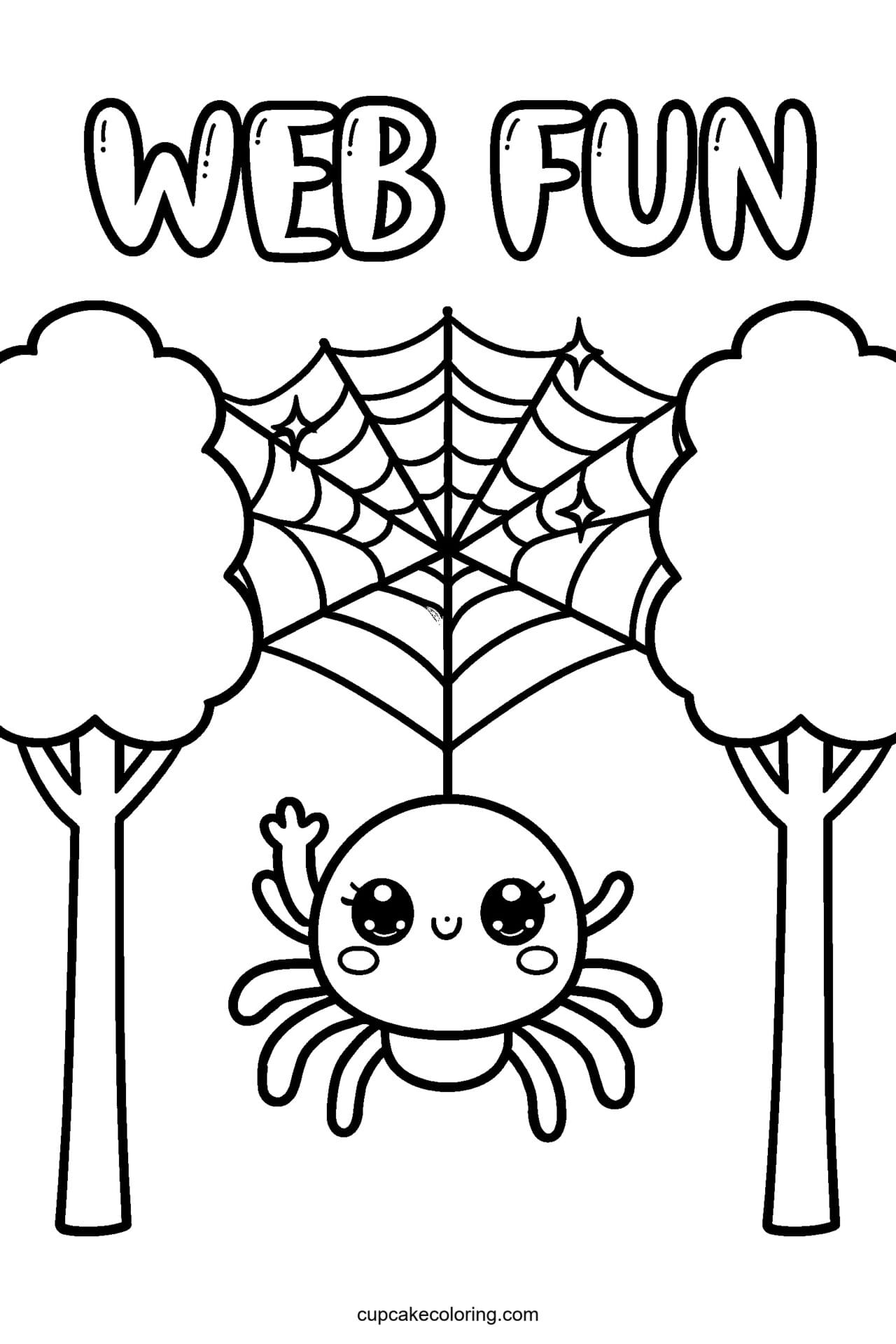 Smiling Spider Web Coloring Page – Free Printable
