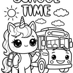 Unicorn Back to School Coloring Page – Free Printable