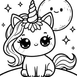 Unicorn Harvest Moon Coloring Page – Free Printable