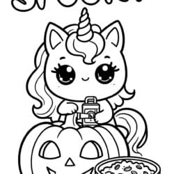 Unicorn Jack-O-Lantern Carving Coloring Page – Free Printable