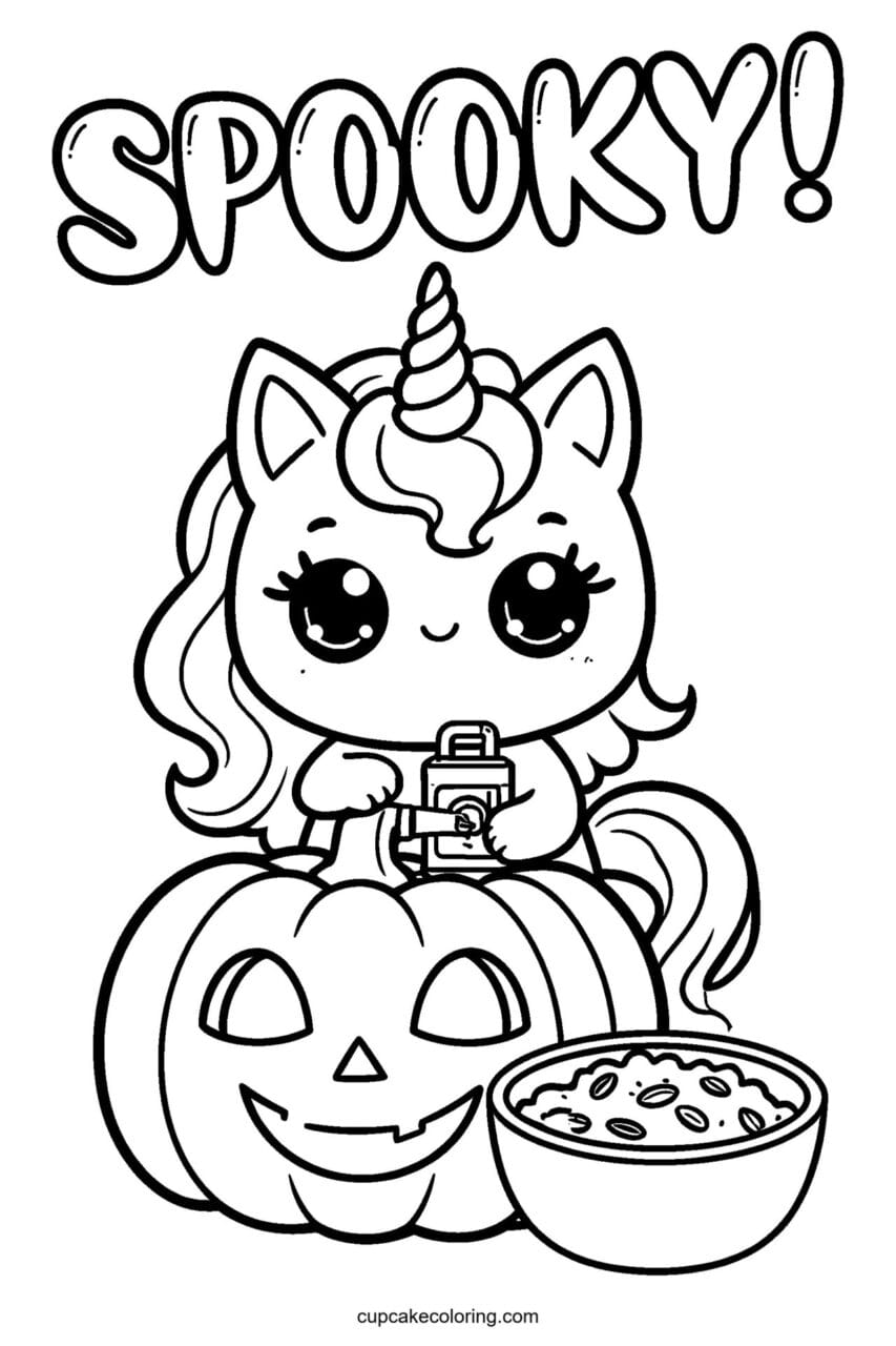Unicorn Jack-O-Lantern Carving Coloring Page – Free Printable