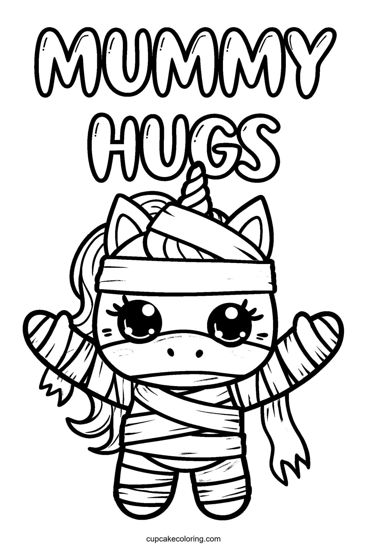 Unicorn Mummy Costume Coloring Page – Free Printable